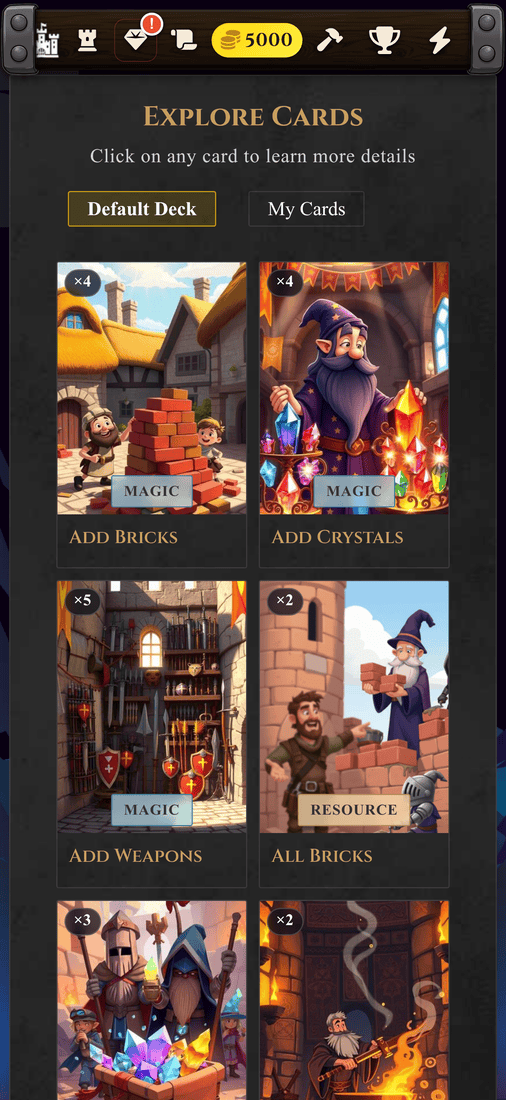 Deck builder on phone